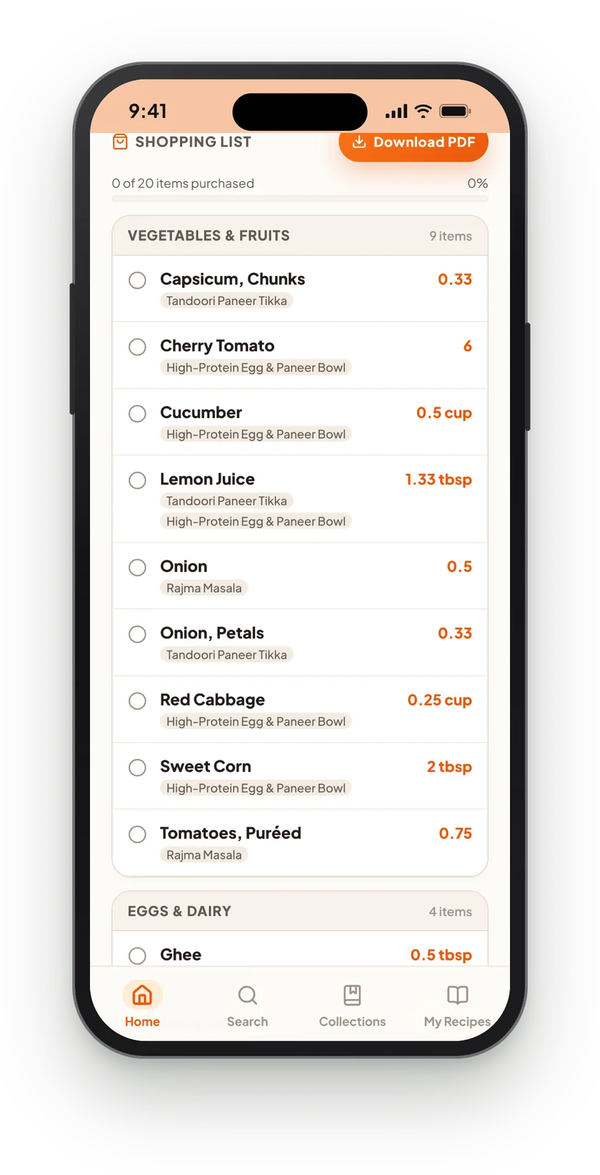 Tasty Stash: Meal prep and shopping list